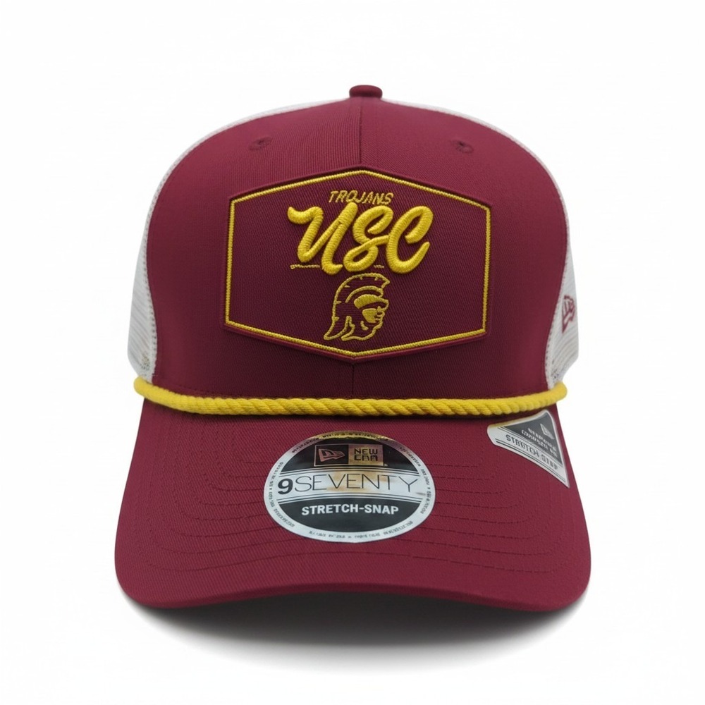 New Era 9SEVENTY USC Trojans Stretch-Snap Trucker Hat Cardinal Red White OSFM